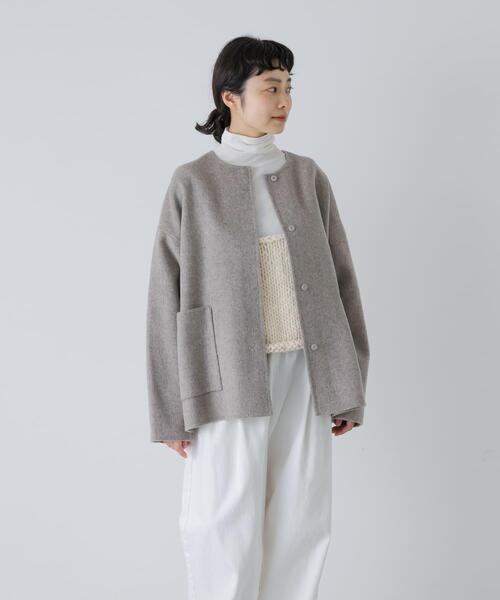 かぐれ ジャケット ノーカラージャケット ウールノーカラージャケット