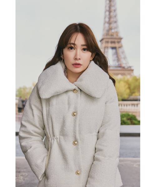 ジャケット・アウター Her lip toGold-Button Tweed Down Jacket Her lip to ダウンコート ダウンジャケット Gold-Button Tweed Down