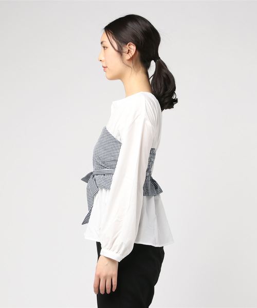 STYLEBLOCK ブラウス シャツ ギンガムチェックリボンビスチェ