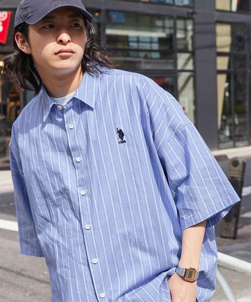 シャツ ブラウス メンズ U.S. POLO ASSN. /ユーエスポロアッスン 別注 ワンポイント刺繍ロゴ オーバーサイズ レギュラーカラーシャツ｜zozo｜34