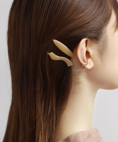 ヘアアクセサリー ウェーブ オーバルヘアピン 2本セット ファッション