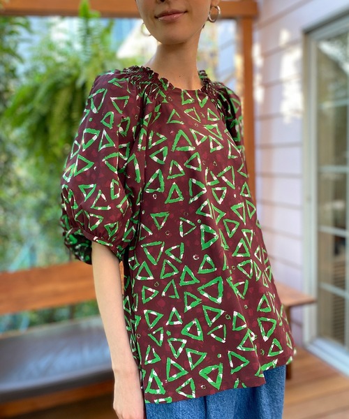 34 割引38 レディース Mサイズ相当 ブラウン21年最新入荷 シャツ ブラウス インポートトライアングルプリントバックタイブラウス シャツ ブラウス レディースファッション ファッション38 レディース Mサイズ相当 ブラウン Vel Rayproductsusa Com