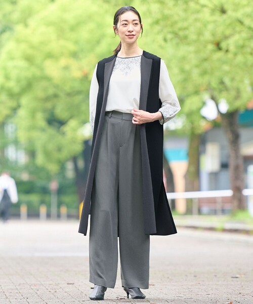 自由区 ベスト ジレ 「WEB限定カラーあり・洗える」クレープ