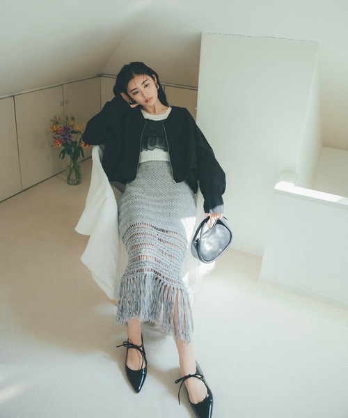 mame（マメ）の「mame フリンジニットスカート（スカート）」 - WEAR