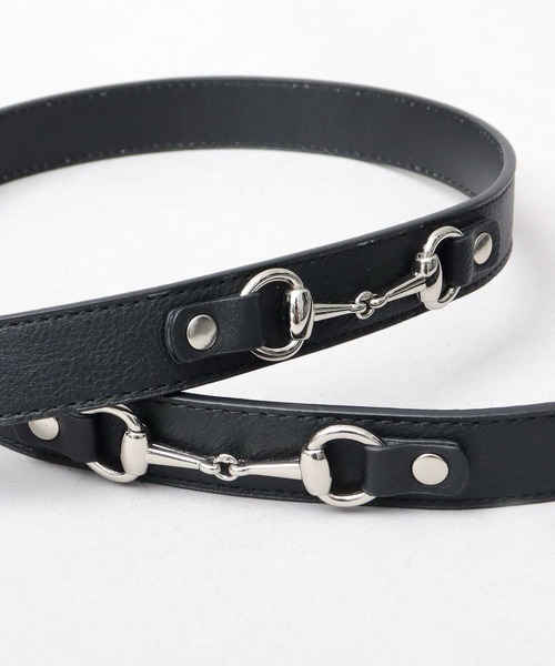 【美品】グッチ ホースビット 細ベルト シルバー ブラック イタリア製 レザー Gucci ホースビット レザー ベルト | ブラック | FARFETCH JP