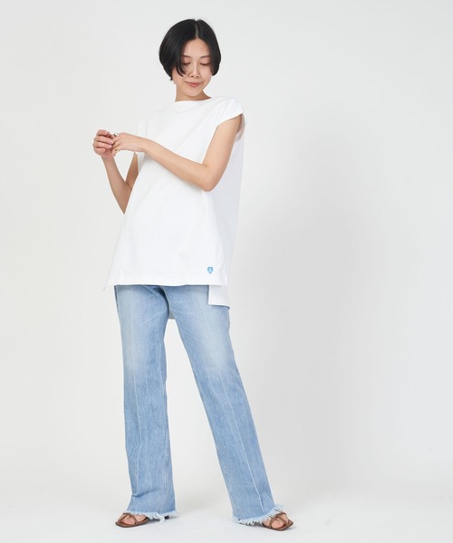 tシャツ LONG SLIT SLEEVELESS BOAT NECK P.O. ロング スリット スリーブレス ボートネック プルオーバー レディー ORCIVAL tシャツ LONG SLIT SLEEVELESS BOAT NECK P.O. ロング