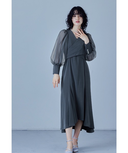 美品✨ドリードール　クロスデザインブラウスセットドレス　ネイビー　結婚式　ニアナ niana（ニアナ） ドレス クロスデザインブラウスセットドレス 結婚式