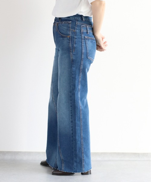 No.367【割引済】再構築 リメイク デニム ワイド cepo ジーンズ デニム デニムパンツ リメイクデニムワイドパンツ