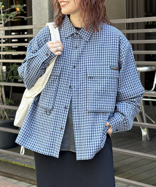 ブラウス シャツ デタッチャブルチェックシャツ レディース メンズ CPCM ブラウス シャツ デタッチャブルチェックフィッシング