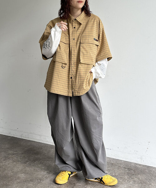 ブラウス シャツ デタッチャブルチェックシャツ レディース メンズ CPCM ブラウス シャツ デタッチャブルチェックフィッシング