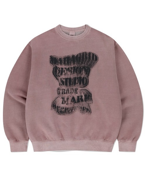 トレーナー スウェット 「mahagrid/マハグリッド」 GRUNGE SLOGAN PIGMENT SWEATSHIRT/グランジ スローガン ピ