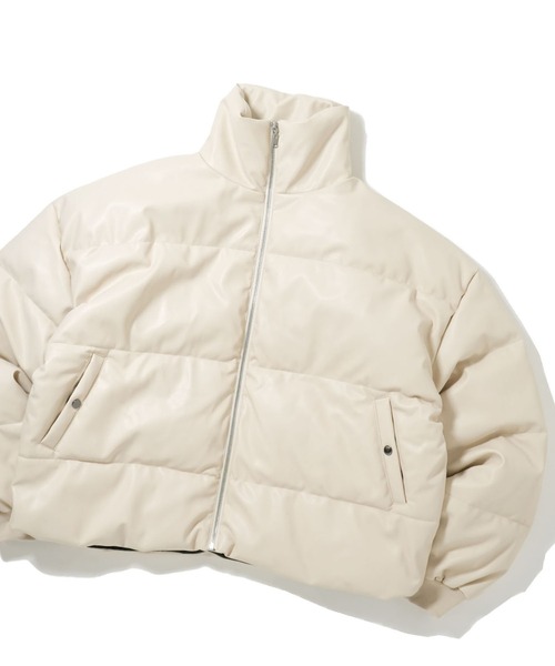 ダウンジャケット ダウン synthetic leather fiber down jacket/合成皮革 ファイバーダウンジャケット フェイクダウンジャケット オーバーサイズ メンズ …