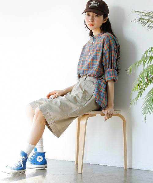 ブラウス シャツ 「D.M.G / ディーエムジー」 マドラスチェック BIGポケットワイドシャツ レディース D.M.G. ブラウス シャツ 「D.M.G / ディーエムジー」 マドラス