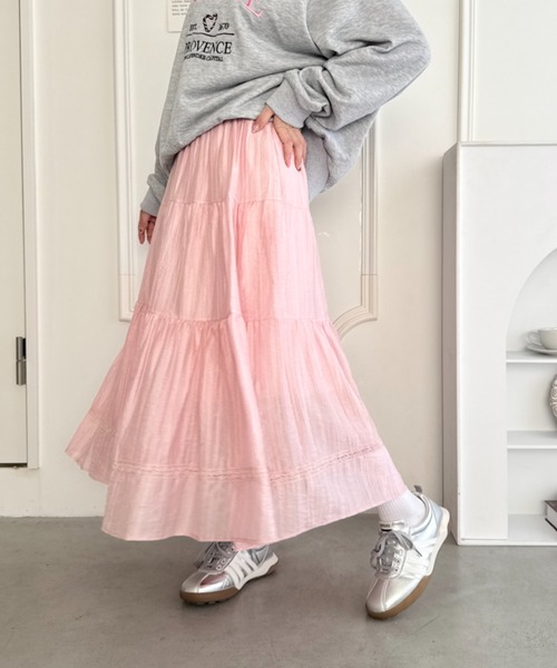 Loueme スカート レース切り替えティアードロングスカート : ZOZOTOWN