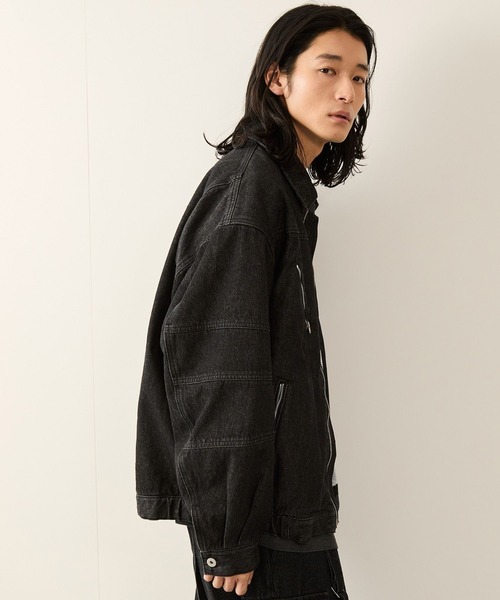 JUNRED デニムジャケット gジャン デニムバイカーZIPブルゾン