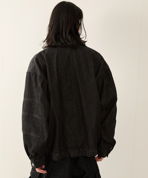 JUNRED デニムジャケット gジャン デニムバイカーZIPブルゾン