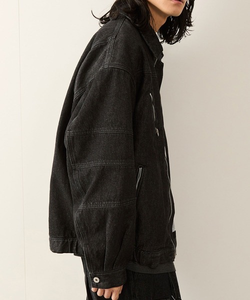 JUNRED デニムジャケット gジャン デニムバイカーZIPブルゾン