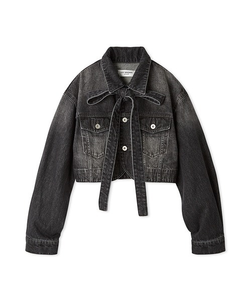 LILY BROWN カーブヘムクロップドデニムジャケット ブラック
