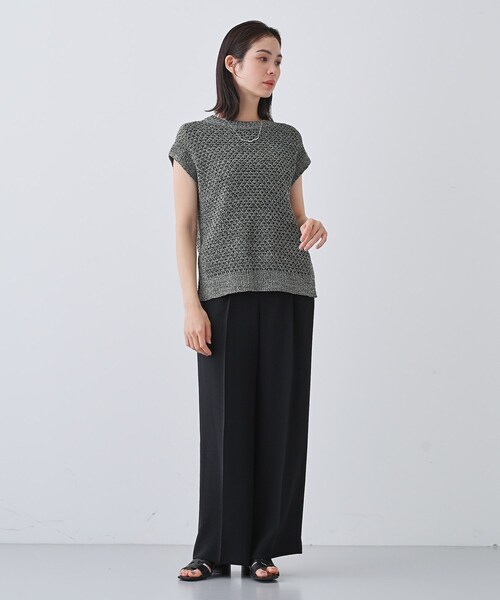 ベスト ジレ 「ファンシー素材」透かし柄ニットベスト レディース INDIVI ベスト ジレ 「ファンシー素材」透かし柄ニットベスト