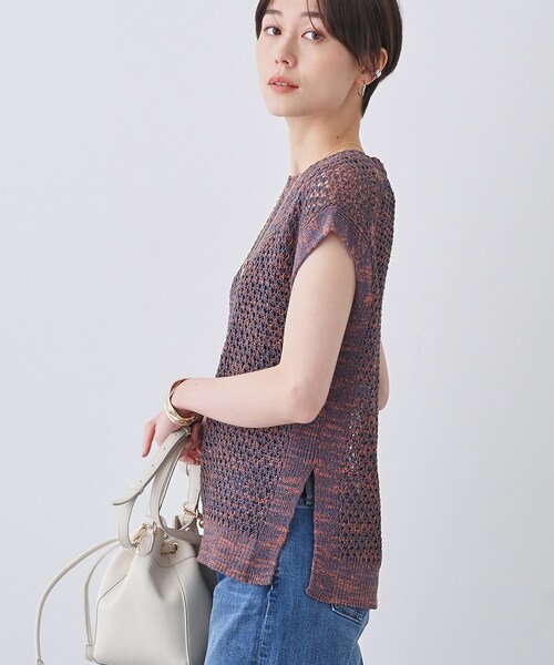 ベスト ジレ 「ファンシー素材」透かし柄ニットベスト レディース INDIVI ベスト ジレ 「ファンシー素材」透かし柄ニットベスト