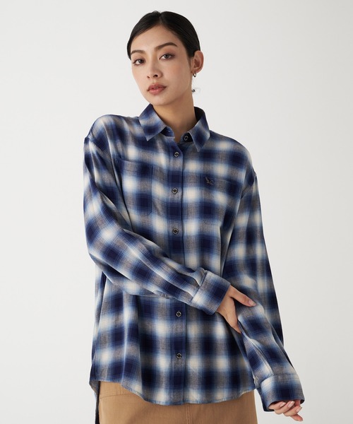 Eddie Bauer ブラウス シャツ オンブレチェック 長袖シャツ