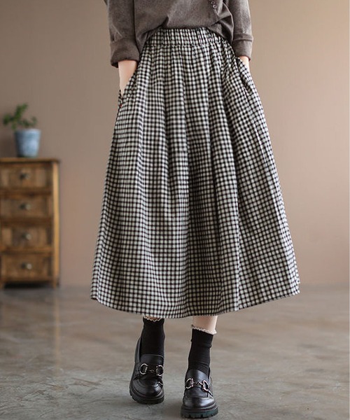 BLANC FICELLE スカート ギンガムチェック スカート : ZOZOTOWN