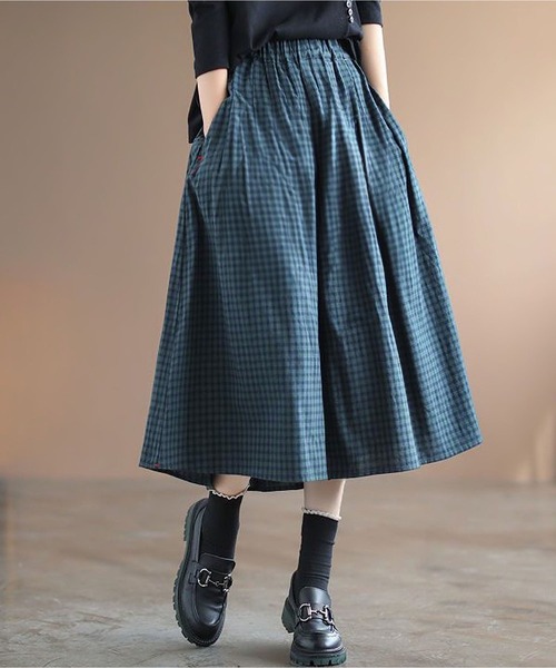 BLANC FICELLE スカート ギンガムチェック スカート : ZOZOTOWN Yahoo