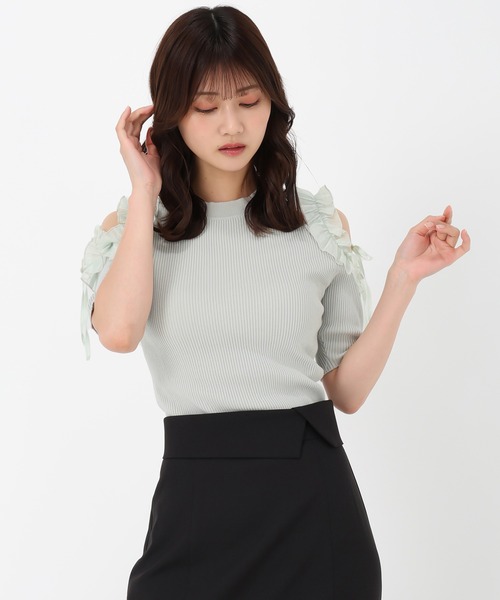 MISCH MASCH ニット セーター 2025春夏新作 肩開きラッフル
