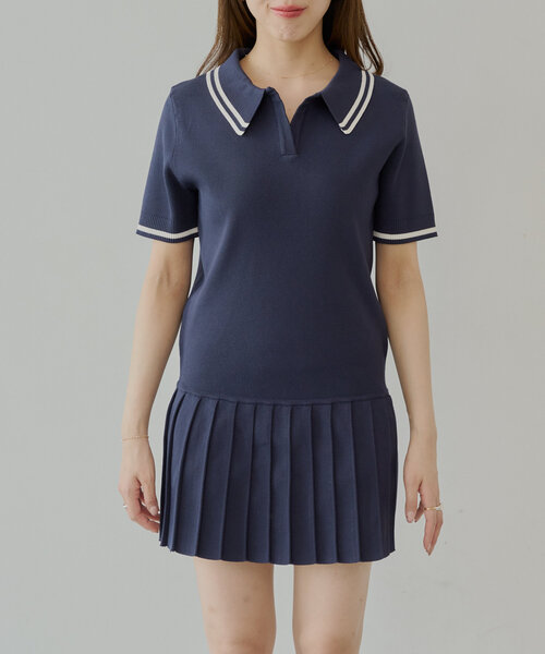 【国内完売】 プリーツポロワンピース 直営買付 Chico ワンピース プリーツポロミニワンピース : ZOZOTOWN Yahoo