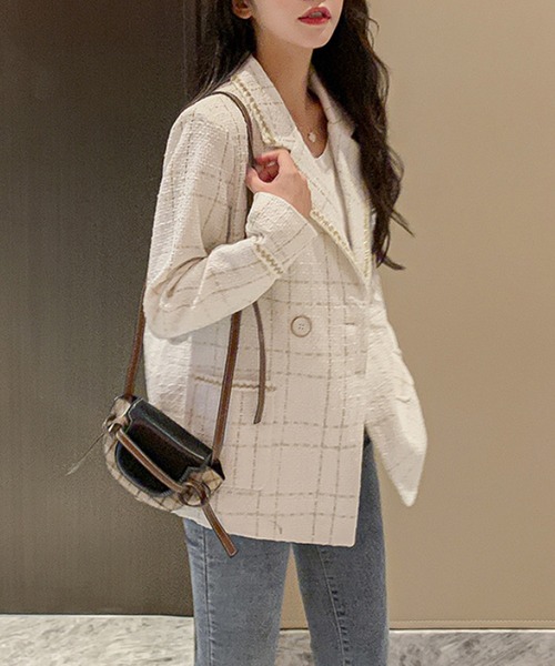 「Jasmine Grandiflorum」 ツイードジャケット S ブラック系その他 レディース_画像7