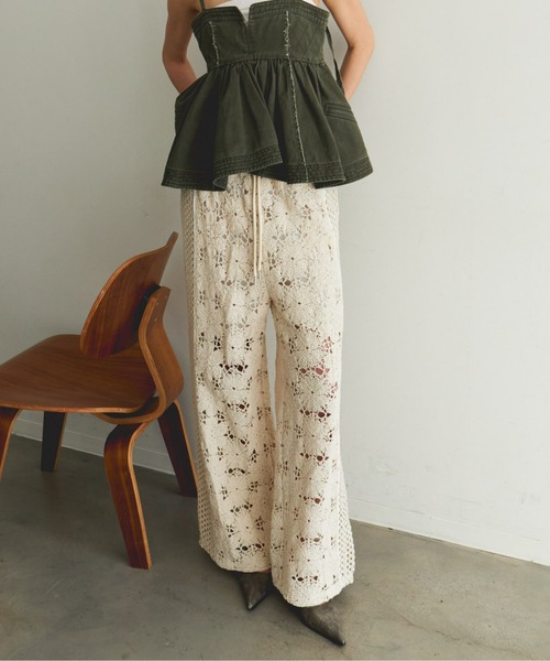 MAISON SPECIAL パンツ Mixed Lace Easy Pants/ミックスレース