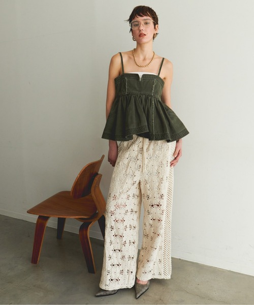 maison special レースフレアパンツ スリッドパンツ インナー付き MAISON SPECIAL パンツ Lace Fabric Flare Pants/レース