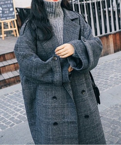 「BLANC FICELLE」 「hel」チェスターコート XX-LARGE グレー レディース_画像3