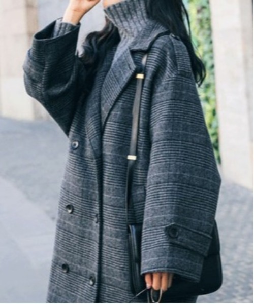 「BLANC FICELLE」 「hel」チェスターコート XX-LARGE グレー レディース_画像4