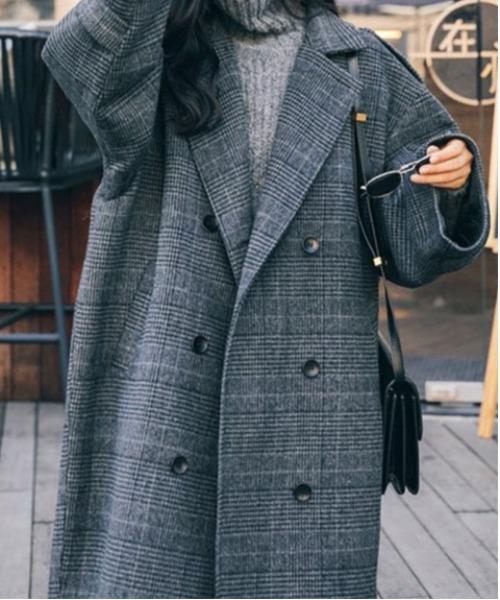 「BLANC FICELLE」 「hel」チェスターコート XX-LARGE グレー レディース_画像8