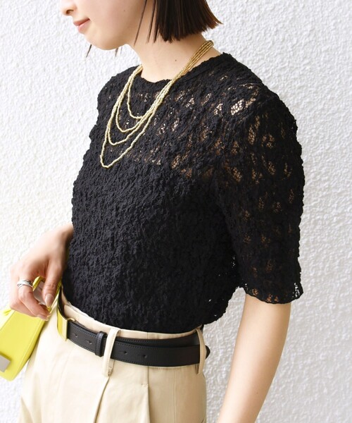 SHIPS（シップス） tシャツ 「手洗い可能」ラッセル レース クルー