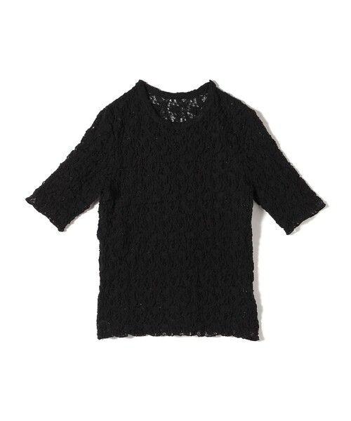 SHIPS tシャツ 「手洗い可能」ラッセル レース クルーネック 5分