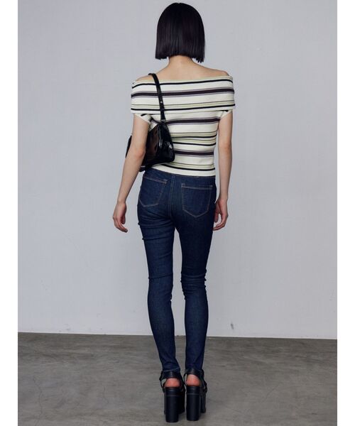 EMODA ハイウエスト ワイドレッグ デニムパンツ EMODA ジーンズ デニム デニムパンツ ハングレースアップハイ