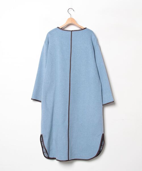 「Andemiu」 ノーカラーコート SMALL ブルー レディース_画像2