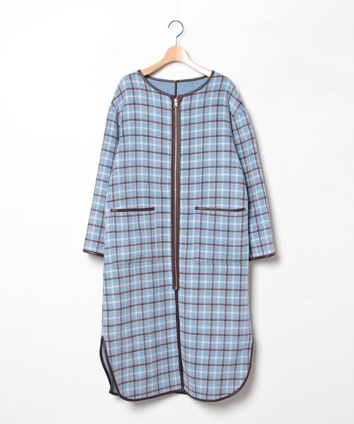 「Andemiu」 ノーカラーコート SMALL ブルー レディース_画像3