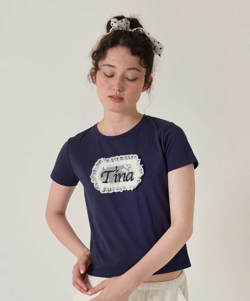 Tina ❤︎‬ 即日発送 TINA：JOJUN tシャツ Tina刺繍 コンパクトTシャツ レディース