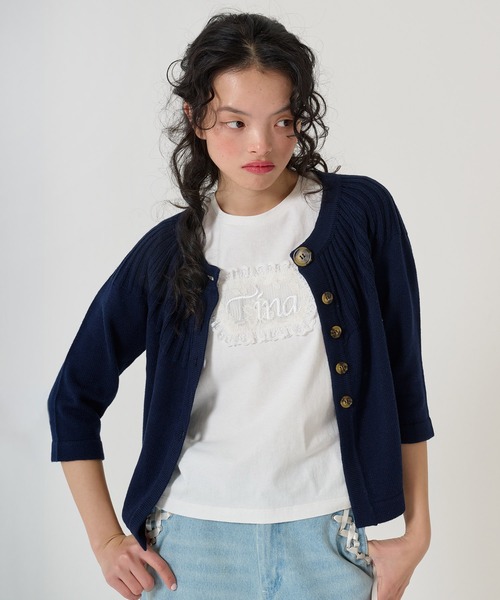 TINA：JOJUN tシャツ Tina刺繍 コンパクトTシャツ レディース