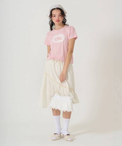 TINA:JOJUN ノベルティ　ホワイト 長袖 Tシャツ 星型刺繍　新品未使用 ショルダー開き スタープリントロンT TINA：JOJUN（Tシャツ