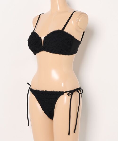 新品Ravijour ブラック 水着ビキニ巾着付き RAVIJOUR 水着 ミニフリル ビキニセット レディース : ZOZOTOWN