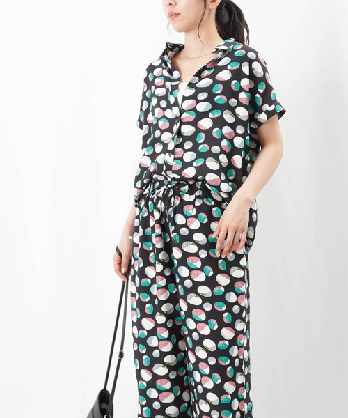 ブラウス シャツ LC/LLL プリントフレンチブラウス/柄プリントシャツ レディース LADY LUCK LUCA ブラウス シャツ LC/LLL プリントフレンチ