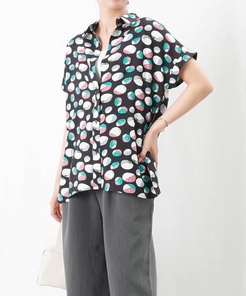 ブラウス シャツ LC/LLL プリントフレンチブラウス/柄プリントシャツ レディース LADY LUCK LUCA ブラウス シャツ LC/LLL プリントフレンチ