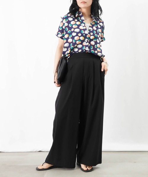 ブラウス シャツ LC/LLL プリントフレンチブラウス/柄プリントシャツ レディース LADY LUCK LUCA ブラウス シャツ LC/LLL プリントフレンチ