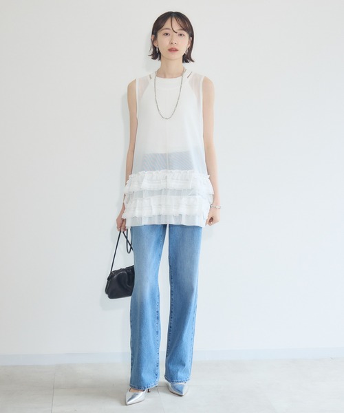 タンクトップ ノースリーブ TRANOI . フリルヘムメッシュタンクトップ レディース Paradise Picnic タンクトップ ノースリーブ TRANOI . フリル