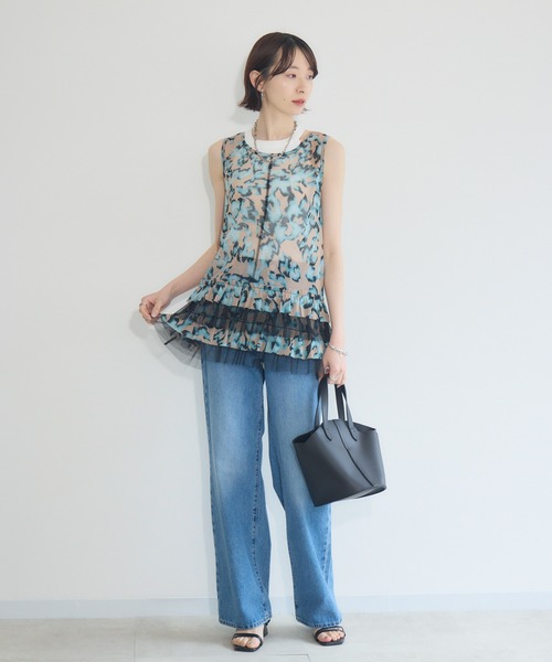 タンクトップ ノースリーブ TRANOI . フリルヘムメッシュタンクトップ レディース Paradise Picnic タンクトップ ノースリーブ TRANOI . フリル