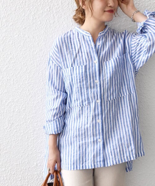 「SHIPS any」 長袖ブラウス ONE SIZE ブルー レディース